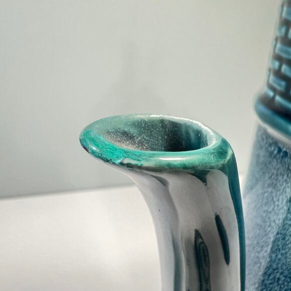 Vintage 70s Decorama Dallas Blue Ceramic Coffee Set Serves 6 Iberian MCM Style - Picture 4 of 11